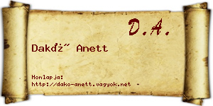 Dakó Anett névjegykártya